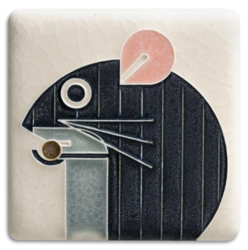 Mouse Cream Tile-Charley Harper 3" x 3"