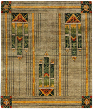 Stained Glass  Green -  Wool Area Rugs.