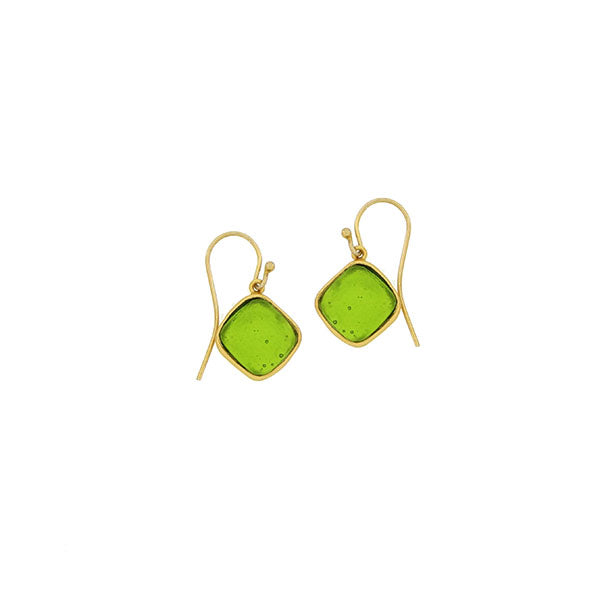 Bubble Diamonds Wire Earrings, Green