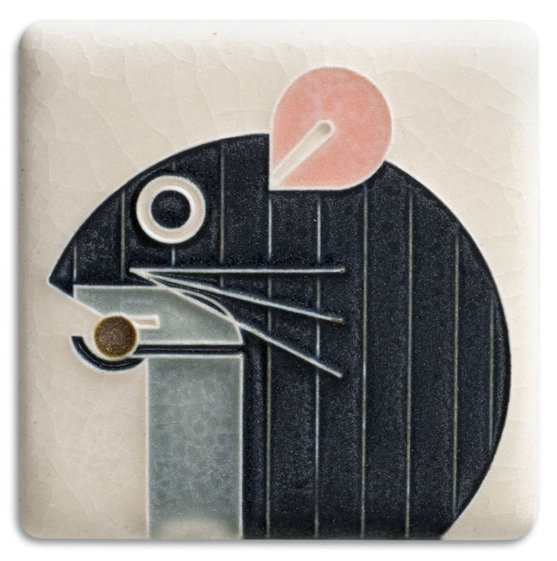 Mouse Cream Tile-Charley Harper 3" x 3"