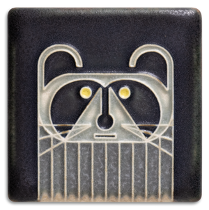 Raccoon Black Tile - Charley Harper 3" x 3"