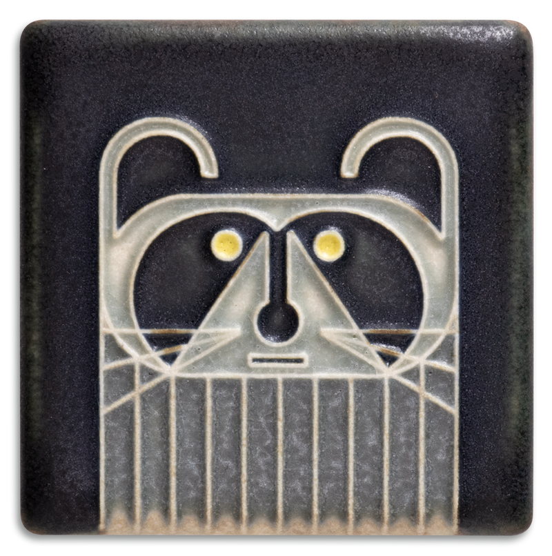 Raccoon Black Tile - Charley Harper 3" x 3"