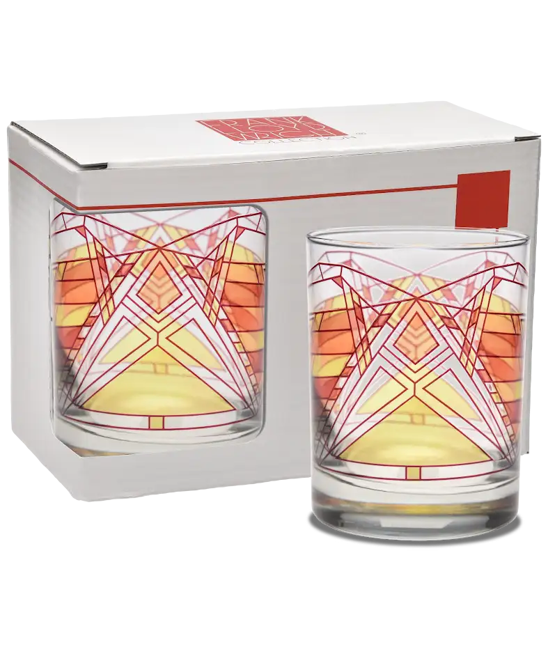 FLW Dana Thomas Butterfly Glass Tumblers- Set of 2