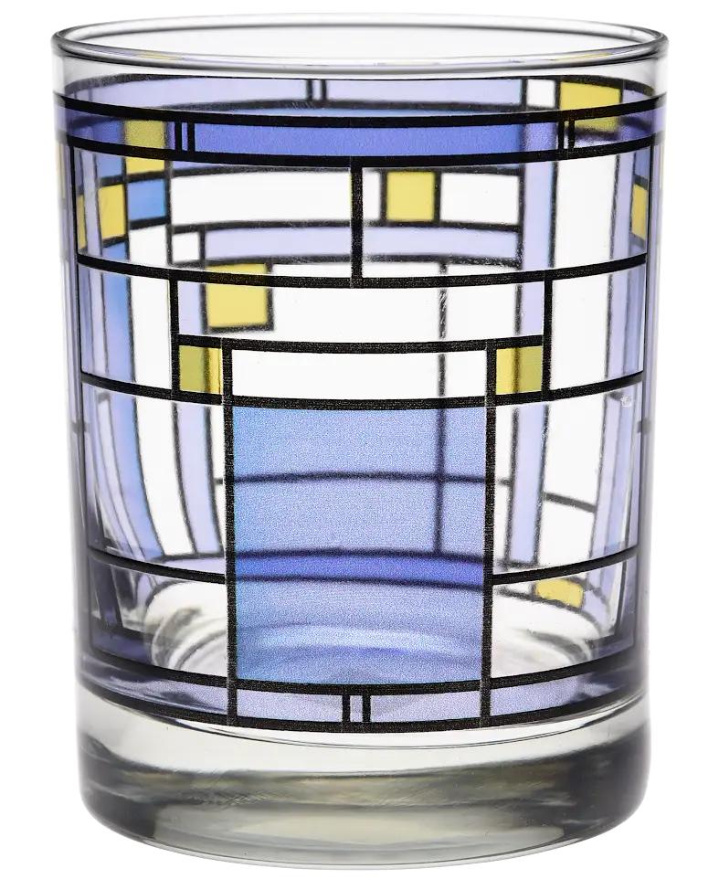 FLW Oak Park Blue Glass Tumblers- Set of 2