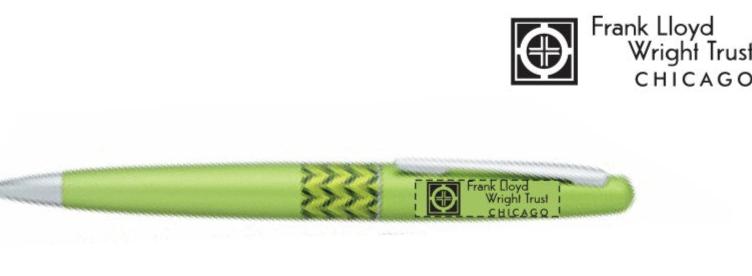 A green Pilot MR Twist Retro metal pen with a FLWT logo on the side, presented on a card with the same logo.