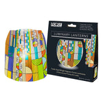 Colorful luminary lanterns with packaging on a white background