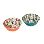 Two patterned bowls on a white background