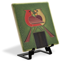 Redbird Romance - Green Tile - 6" x 6"