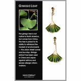 Earrings - Ginkgo Leaf Light and Dark Green Enamel