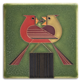 Redbird Romance - Green Tile - 6" x 6"