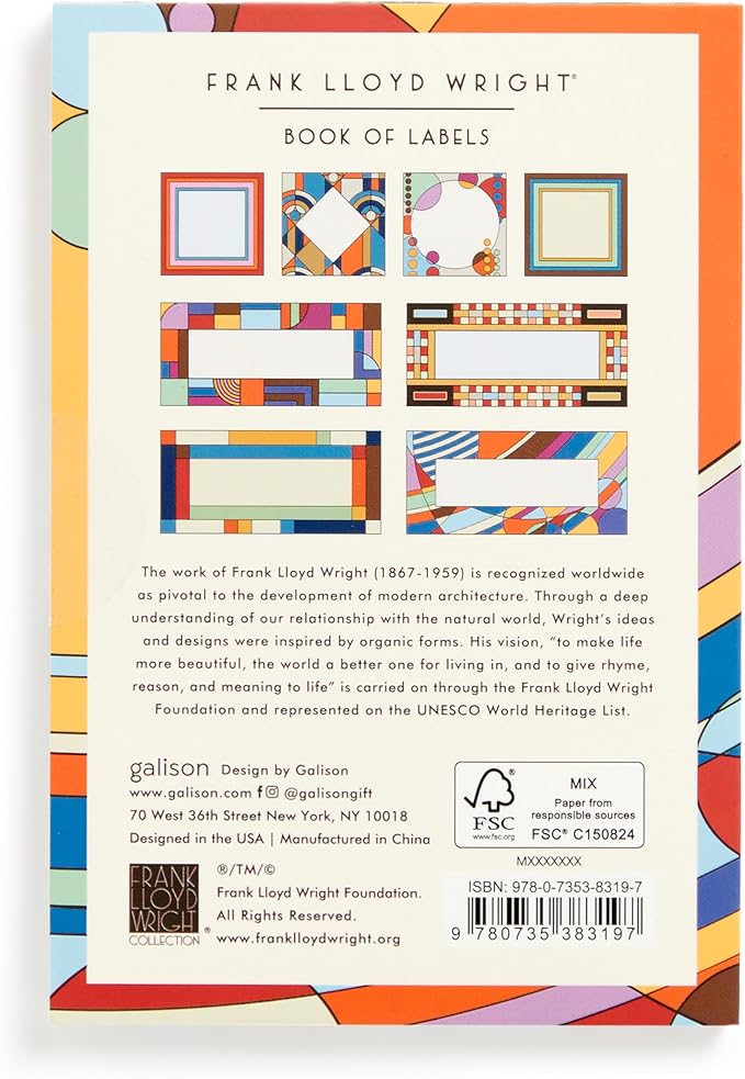 Frank Lloyd Wright  Book of Labels