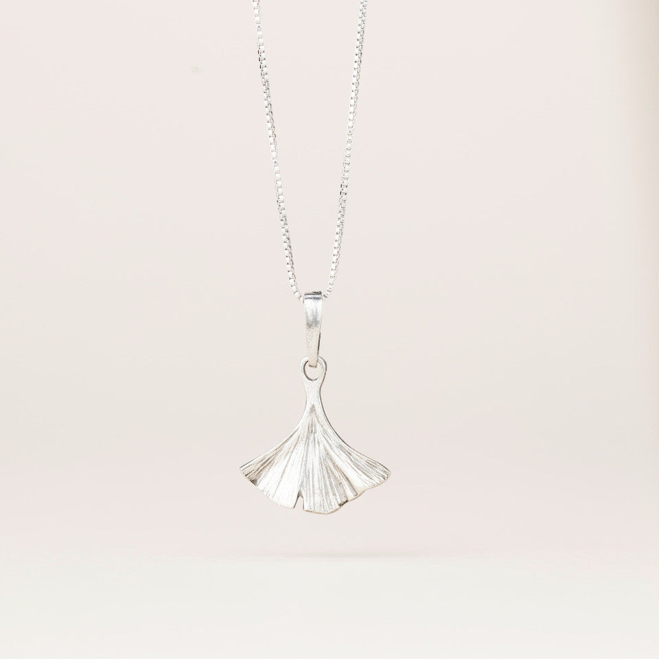 Ginkgo Necklace, Pewter
