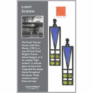 Earrings - Frank Lloyd Wright - Frank Thomas House Light Screen - Blue/Green