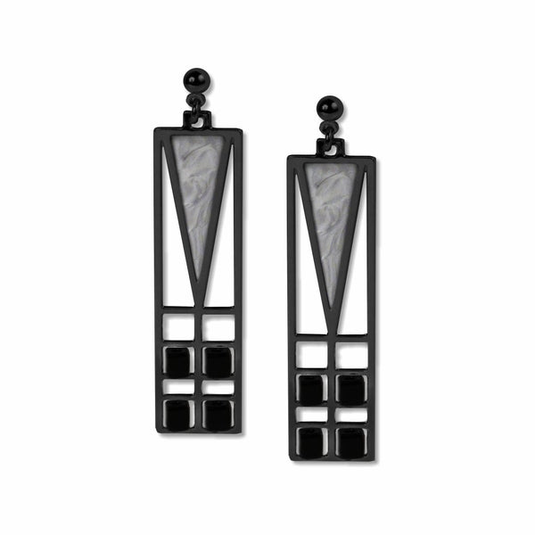 Earrings - Frank Lloyd Wright - Frank Thomas House Light Screen - Silver/Black