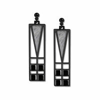 Earrings - Frank Lloyd Wright - Frank Thomas House Light Screen - Silver/Black