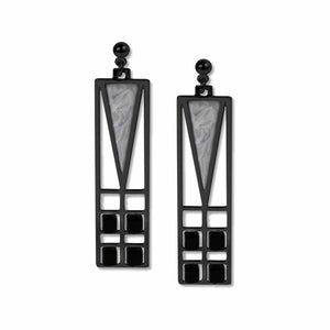 Earrings - Frank Lloyd Wright - Frank Thomas House Light Screen - Silver/Black