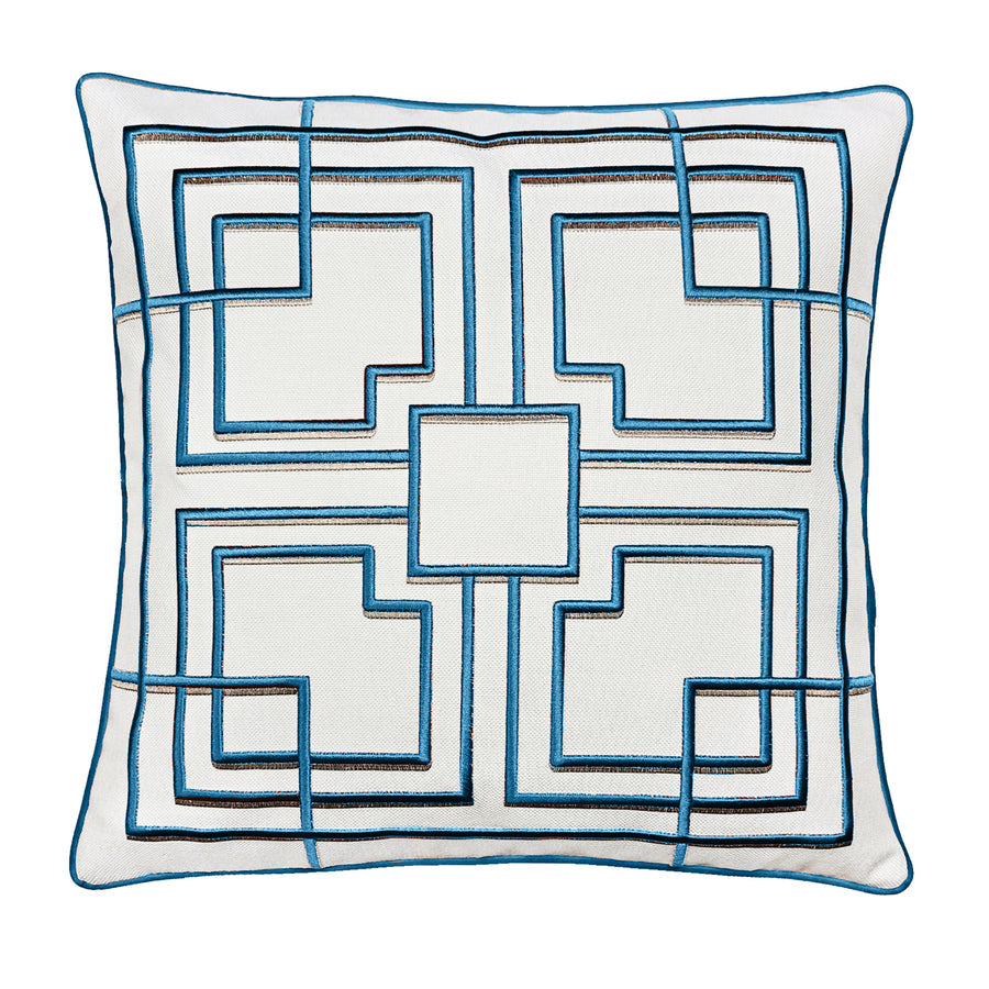 Storer House  3-D Embroidered Teal Applique   - 20" x 20" Pillow.