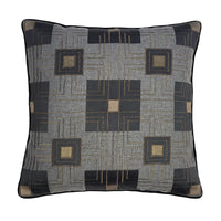 DS Storer House Block  Embroidered  18" x 18" Dark Grey/Gold Pillow.