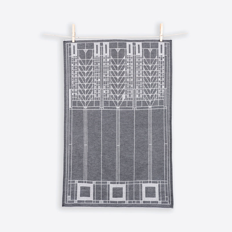 Jacquard Tea Towel - Tree of Life - Gray/White