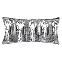House Beautiful Embroidered Figures Outdoor Pillow 14" x 28"