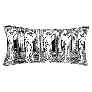 House Beautiful Embroidered Figures Outdoor Pillow 14" x 28"