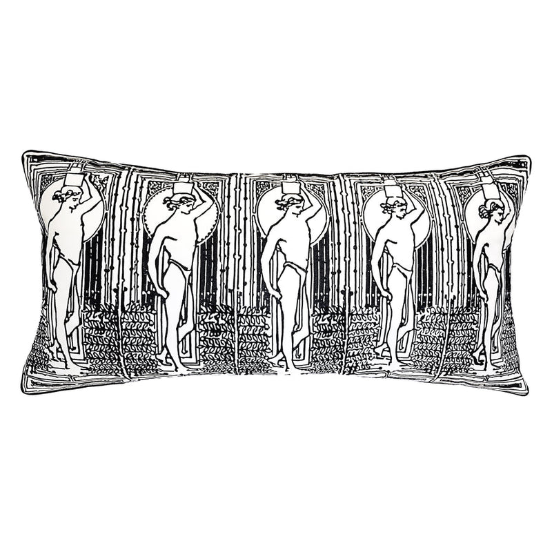 House Beautiful Embroidered Figures Outdoor Pillow 14" x 28"