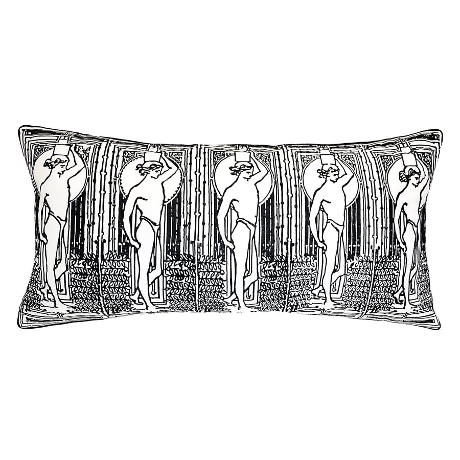 House Beautiful Embroidered Figures 14" x 28" Outdoor Pillow.