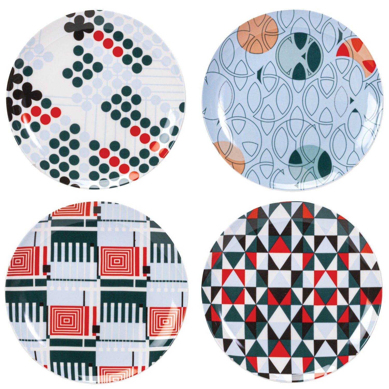 Taliesin Red Color Dessert Plates - Taliesin Textile II Red/Hunter Green – ShopWright.org