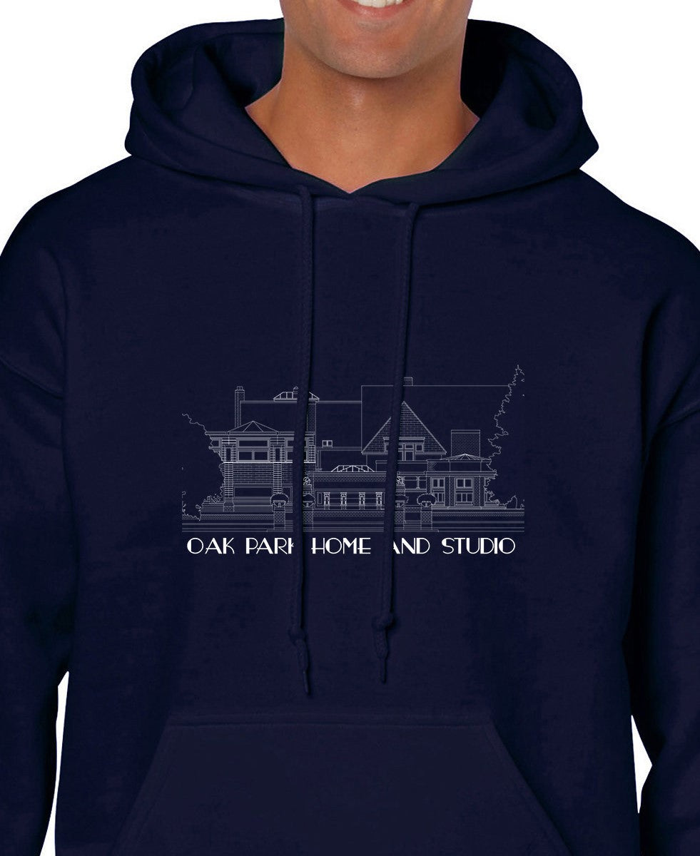 Architectural Rendering Fleece Hoodie- Oak Park Home & Studio