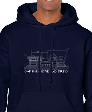 Architectural Rendering Fleece Hoodie- Oak Park Home & Studio