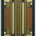 Decorative rectangular tile with geometric pattern on a dark background