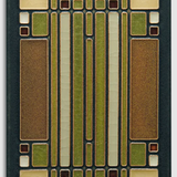 Decorative rectangular tile with geometric pattern on a dark background