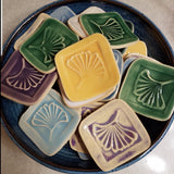 Pottery Art - Tea Bag Tile - Ginkgo Leaf
