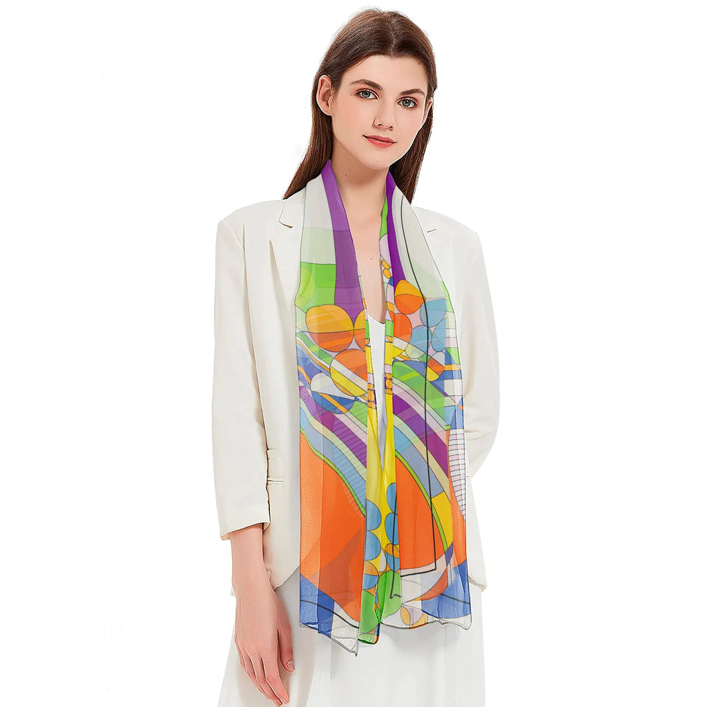 FLW March Balloons Silky Sheer Long Scarf