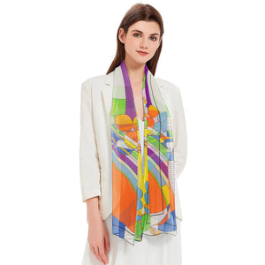 FLW March Balloons Silky Sheer Long Scarf