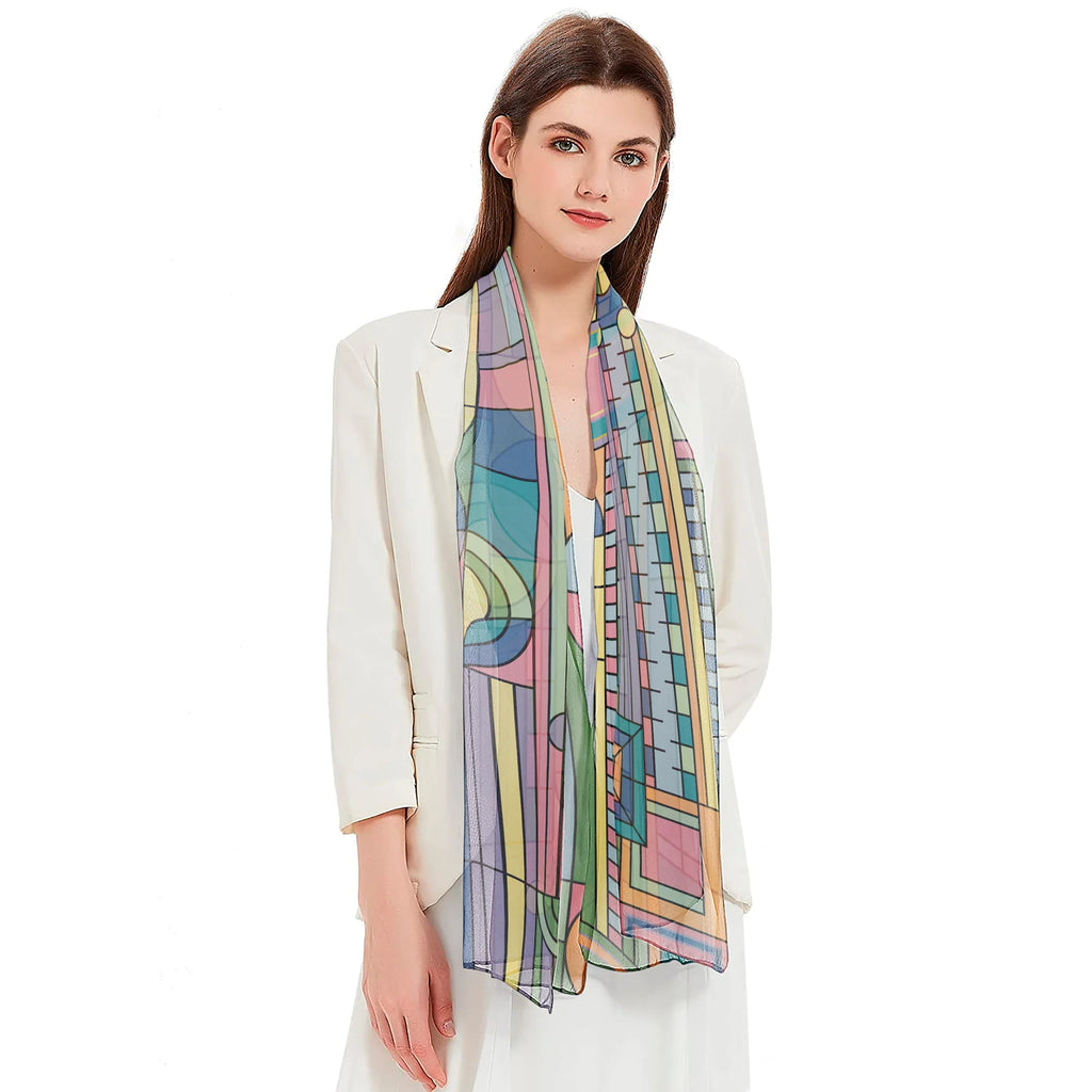 FLW Saguaro Forms Silky Sheer Long Scarf
