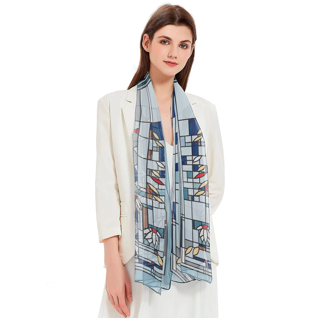FLW Waterlilies Silky Sheer Long Scarf