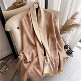 Scarf  - Gingko Oblong - Camel/Ivory