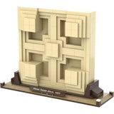 Beige geometric block structure on a white background