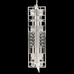 A silver-plated brass ornament with a geometric window design pattern.