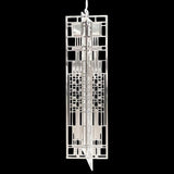 A silver-plated brass ornament with a geometric window design pattern.