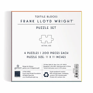 Frank Lloyd Wright Textile Blocks = Set of 4 Puzzles