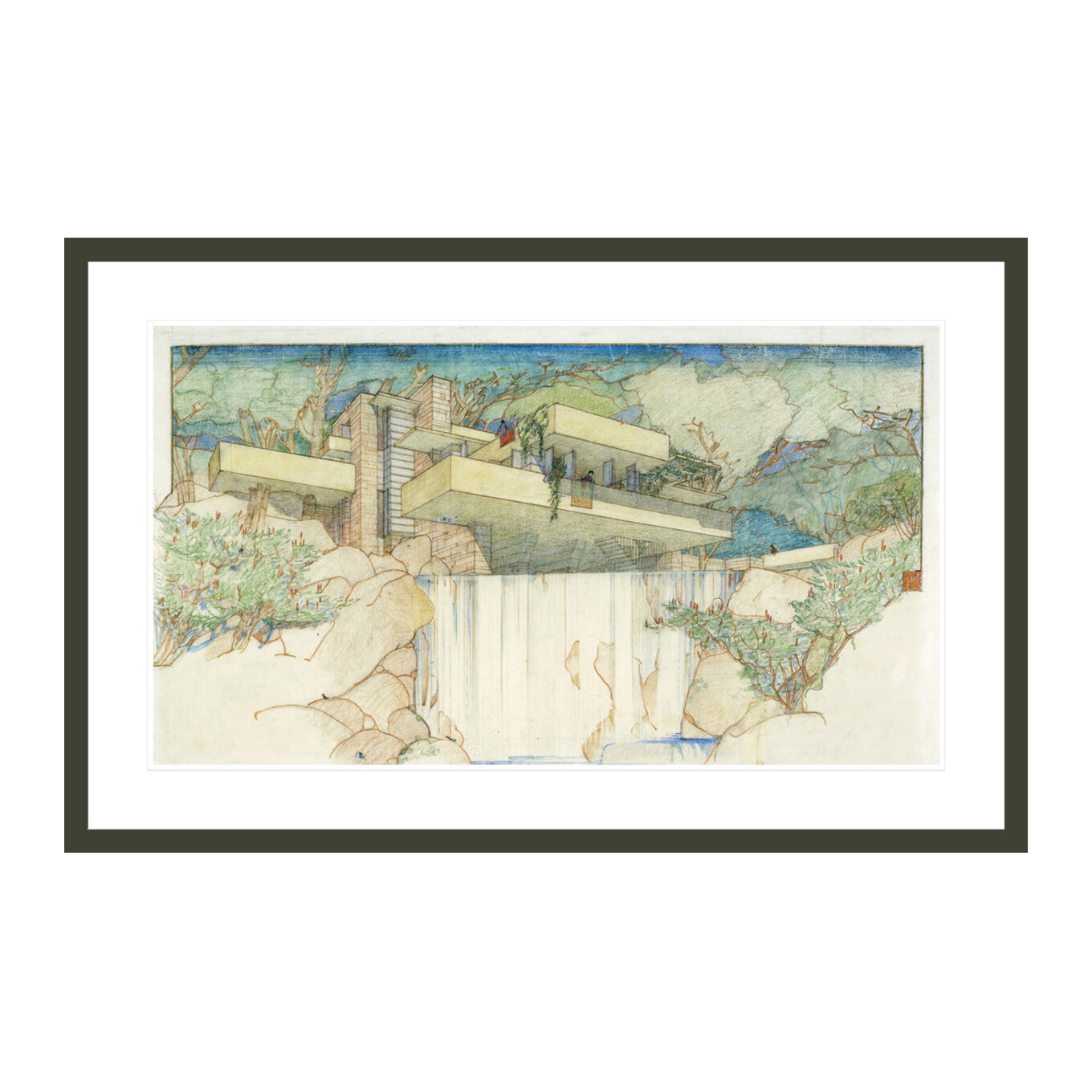 Framed artwork of Fallingwater