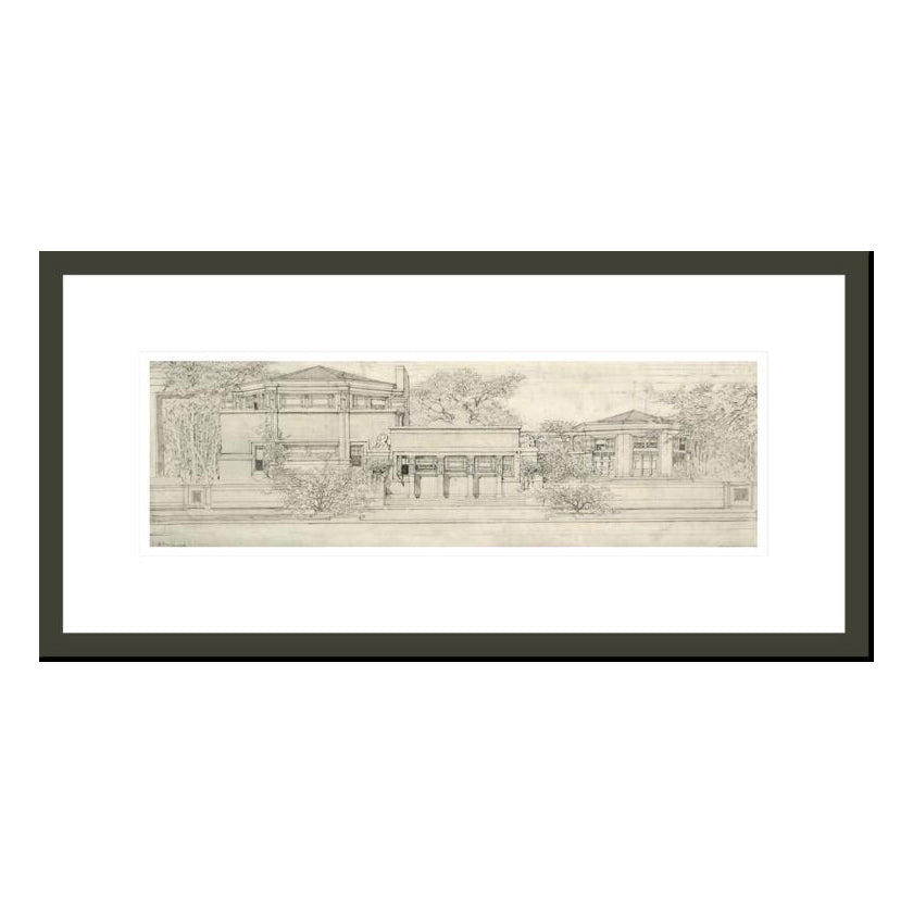 Framed architectural drawing of the Home and Studio on a white background