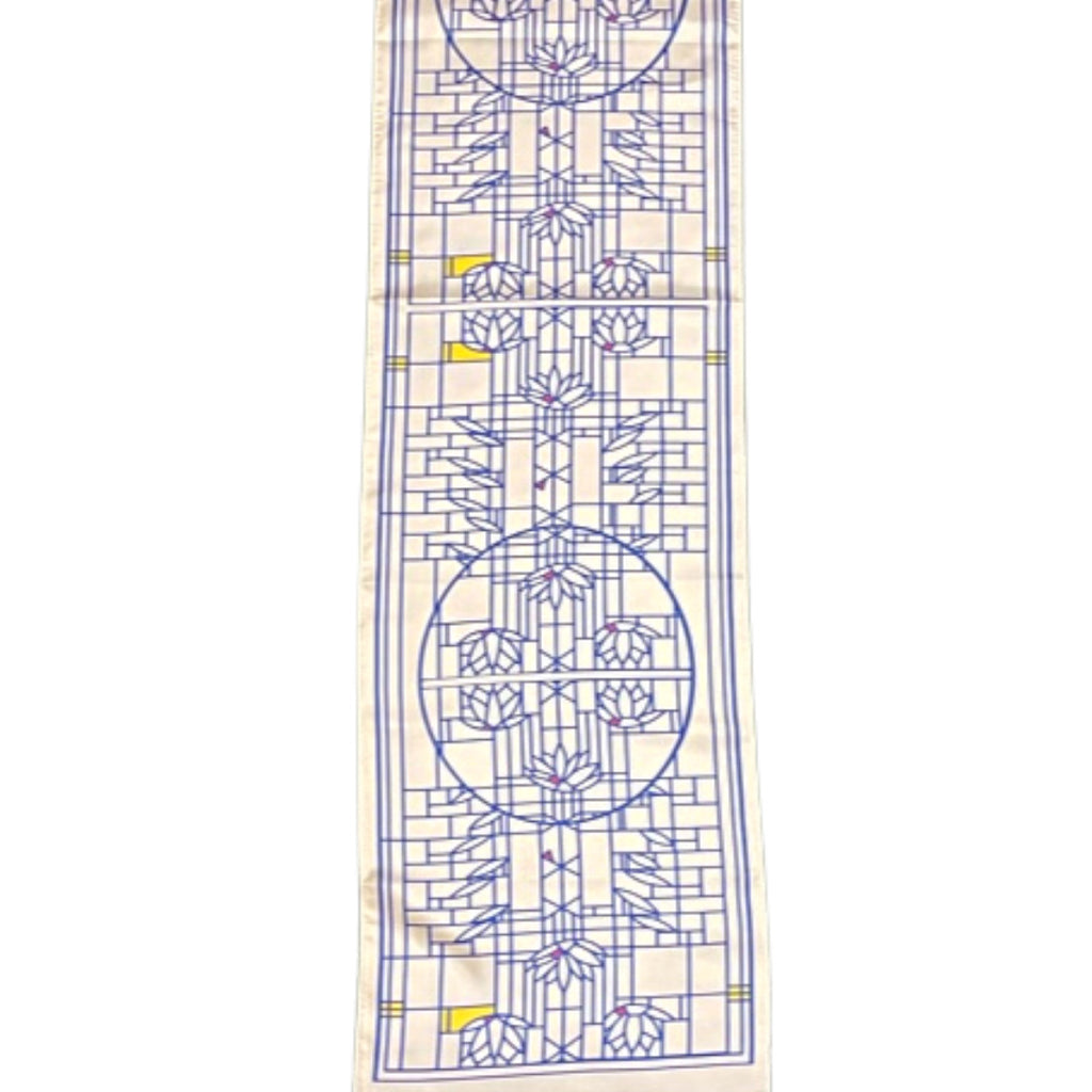 Silk Scarf - Waterlilies - Cream/Blue - Last Chance