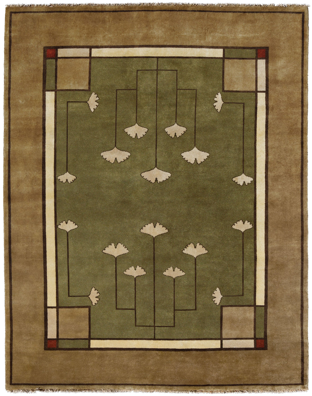 Ginkgo - Sage,  Wool Area Rugs.