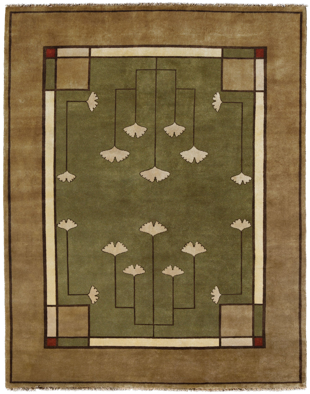 Ginkgo - Sage,  Wool Area Rugs.