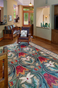 Arts & Crafts Stephanotis Flower  -  Wool Area Rugs.