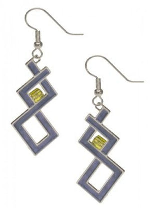 Earrings - Sullivan Auditorium - Pale Green Bead and Pastel Blue Enamel