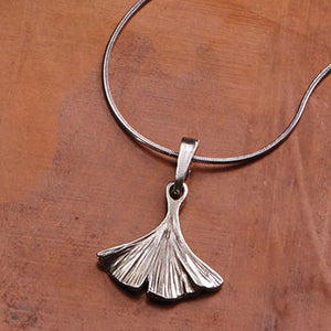 Ginkgo Necklace, Pewter